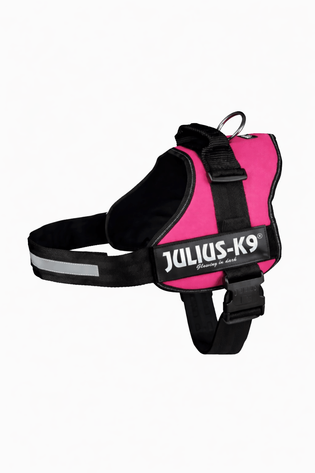 Catalog product photo of a black and pink dog harness
