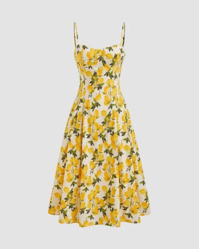 Catalog product photo of a yellow floral summer dress