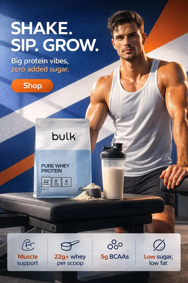 Fitness campaign poster for pure whey protein