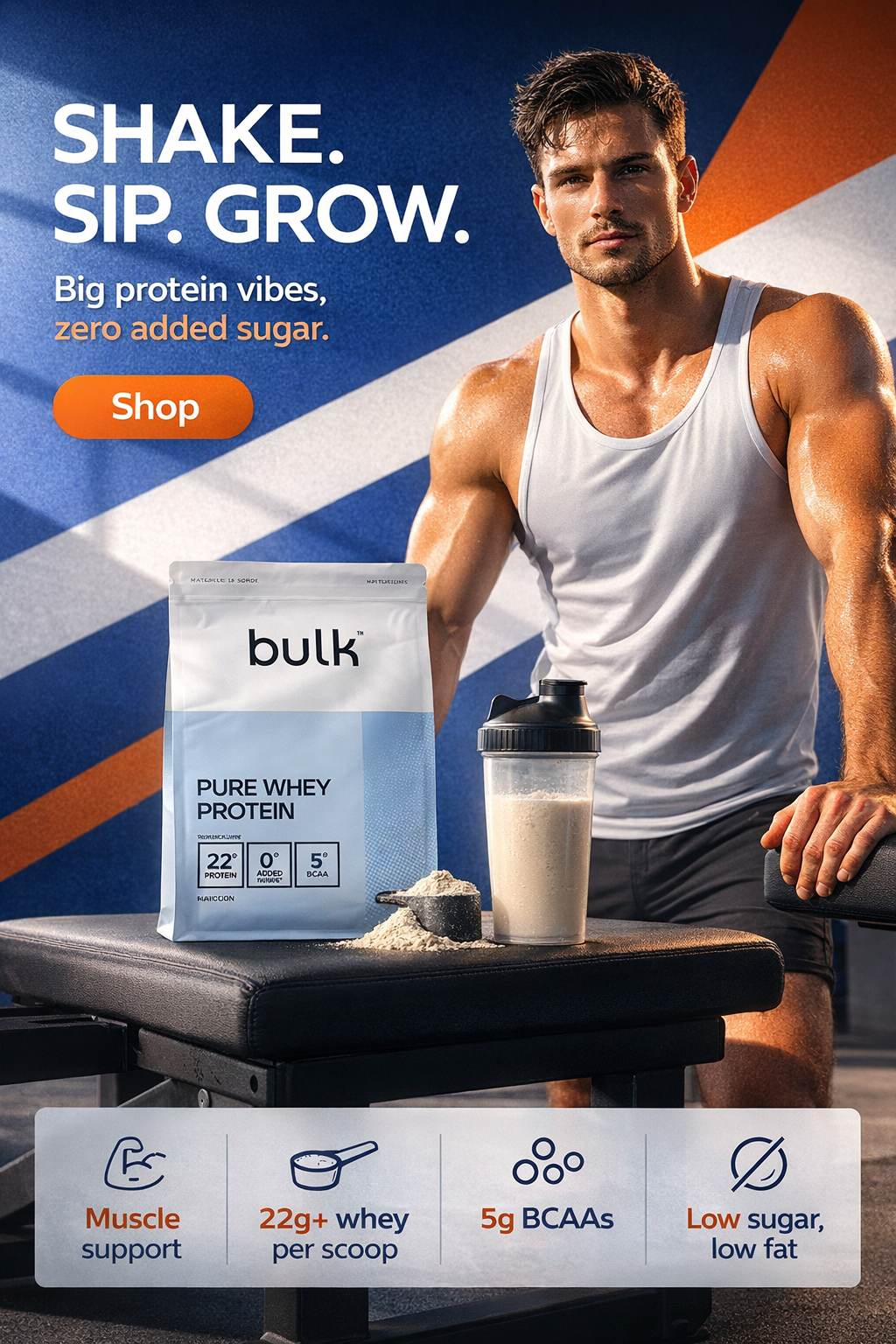 Fitness campaign poster for pure whey protein